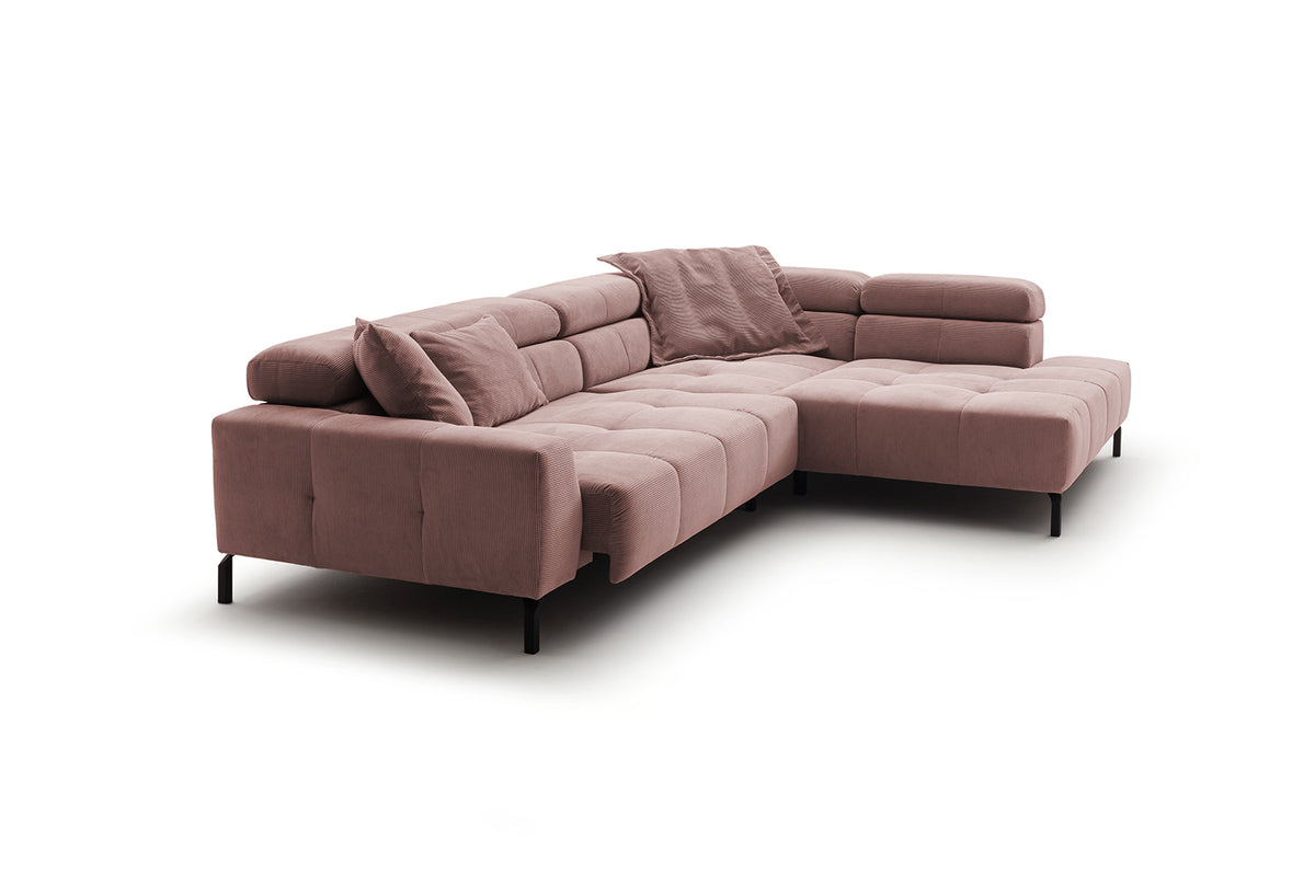 KAWOLA Sofa OHIO Ecksofa Feincord rosa