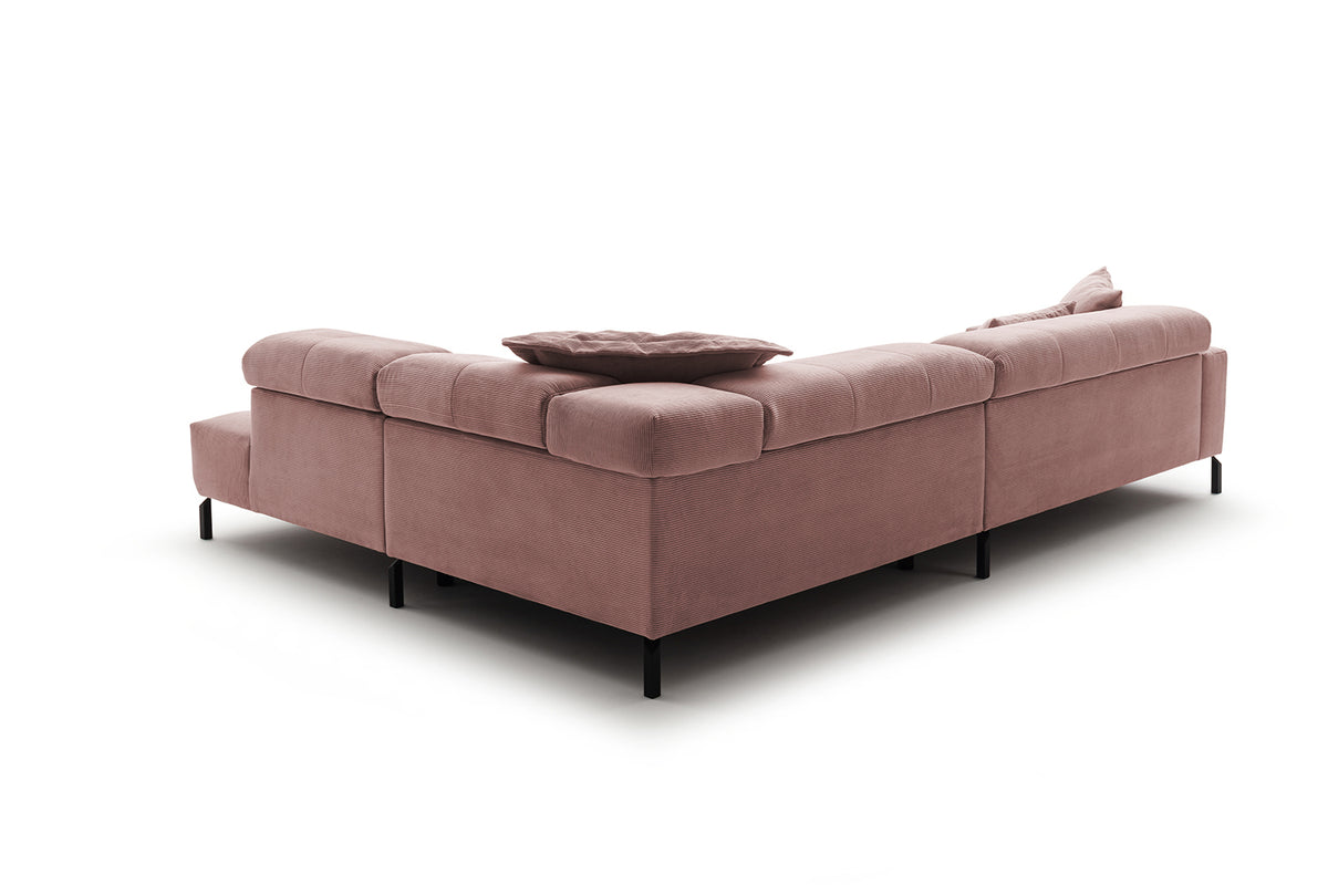 KAWOLA Sofa OHIO Ecksofa Feincord rosa