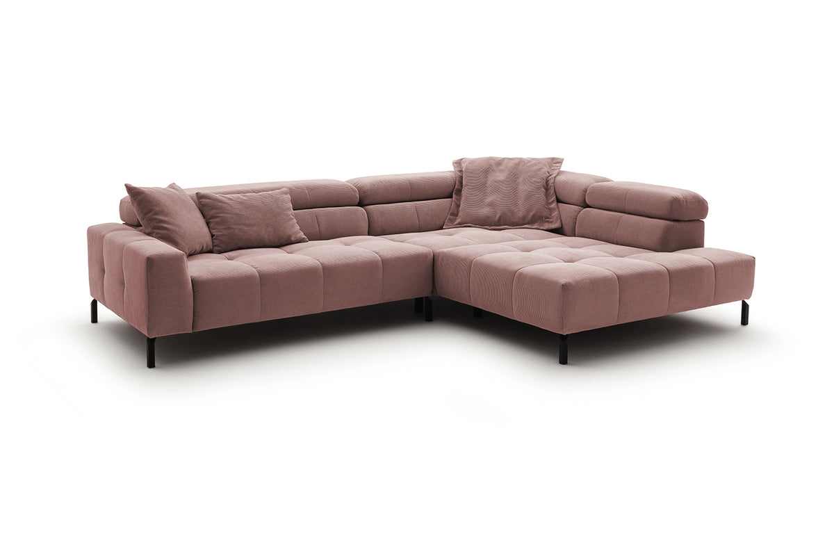 KAWOLA Sofa OHIO Ecksofa Feincord rosa