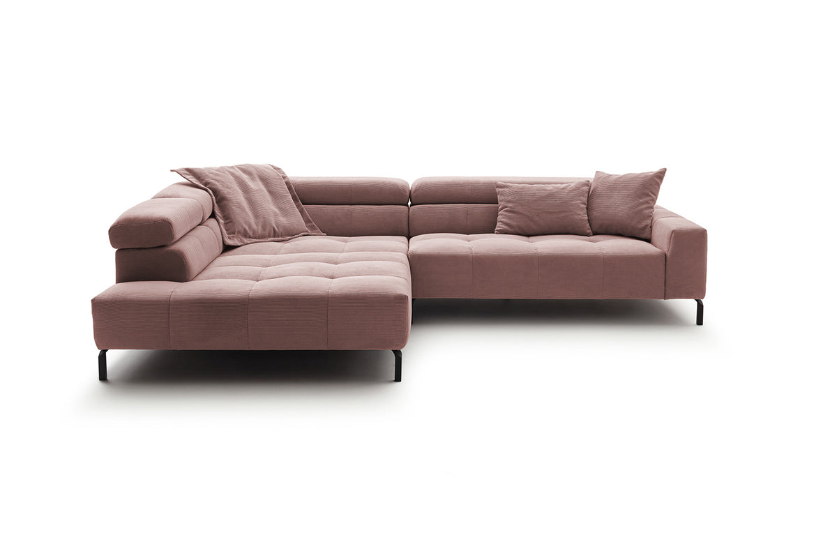 KAWOLA Sofa OHIO Ecksofa Feincord rosa