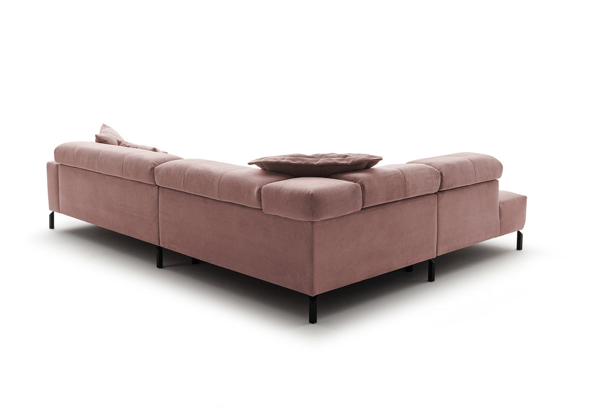 KAWOLA Sofa OHIO Ecksofa Feincord rosa