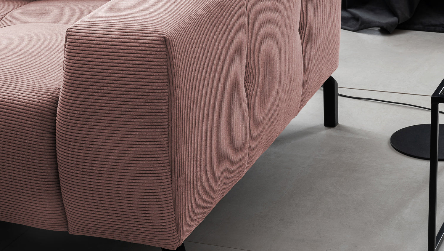 KAWOLA Sofa OHIO Ecksofa Feincord rosa