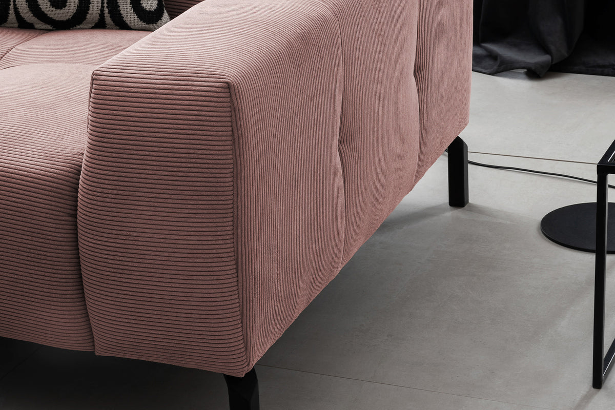 KAWOLA Sofa OHIO Ecksofa Feincord rosa