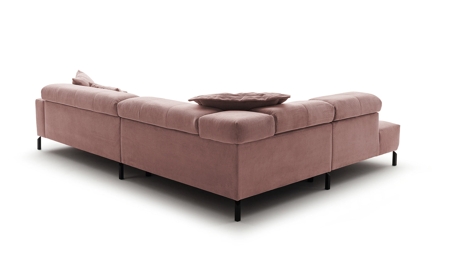 KAWOLA Sofa OHIO Ecksofa Feincord rosa