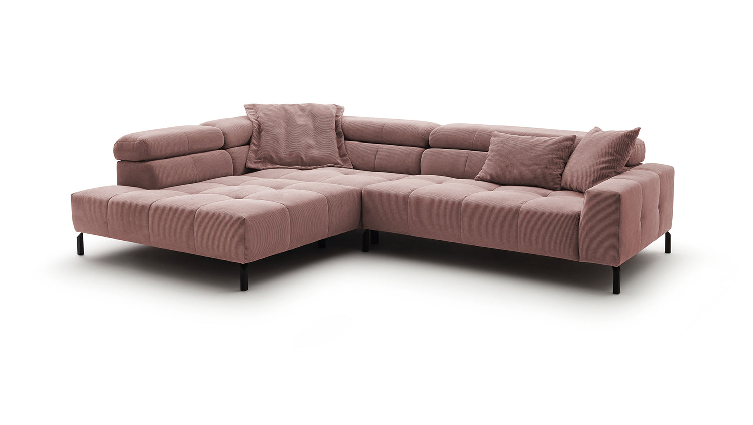 KAWOLA Sofa OHIO Ecksofa Feincord rosa