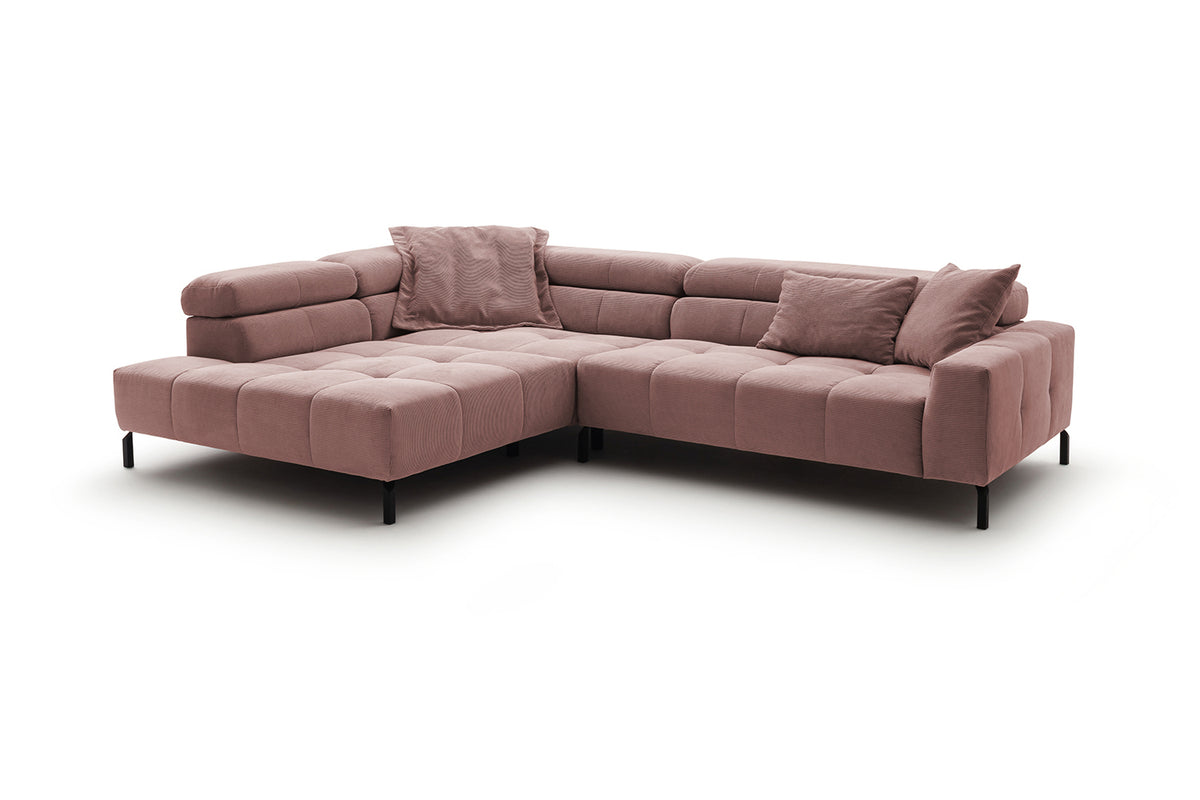 KAWOLA Sofa OHIO Ecksofa Feincord rosa