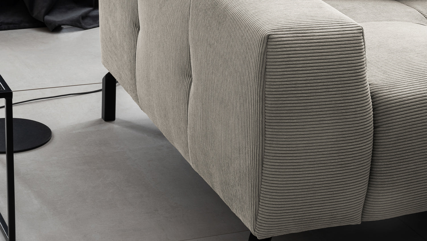 KAWOLA Sofa OHIO Ecksofa Feincord silber