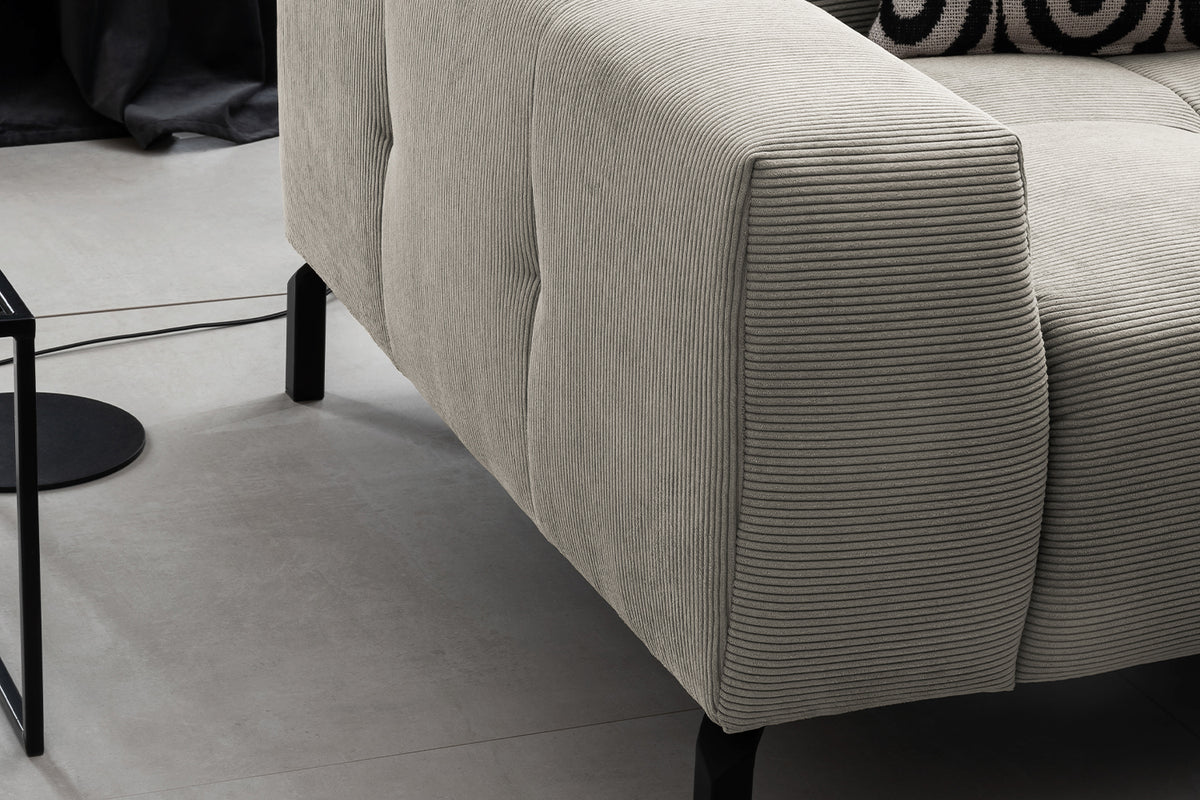 KAWOLA Sofa OHIO Ecksofa Feincord silber