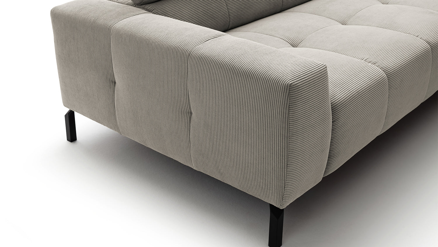 KAWOLA Sofa OHIO Ecksofa Feincord silber
