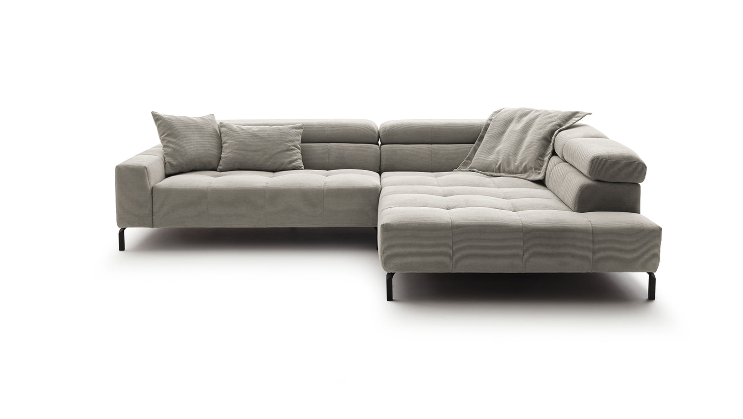 KAWOLA Sofa OHIO Ecksofa Feincord silber