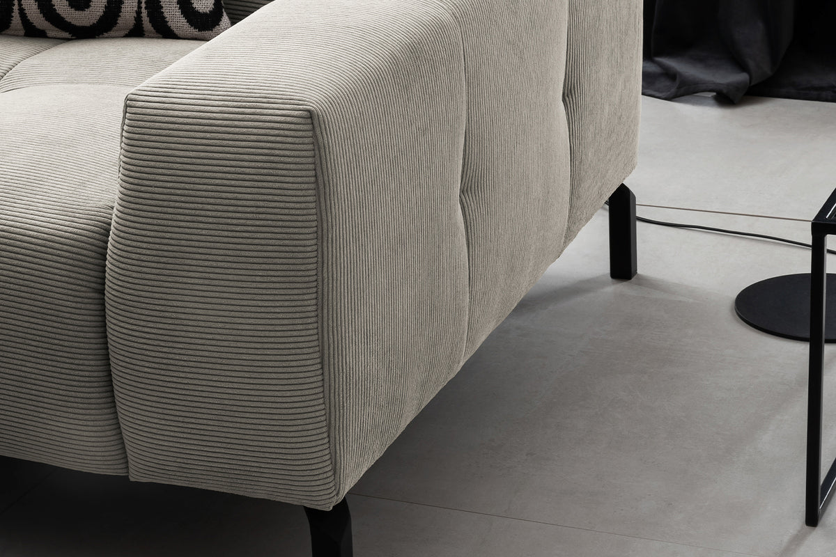 KAWOLA Sofa OHIO Ecksofa Feincord silber