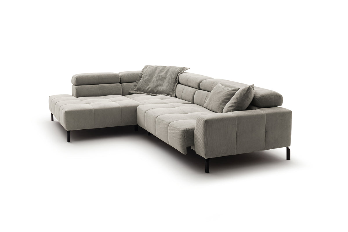 KAWOLA Sofa OHIO Ecksofa Feincord silber