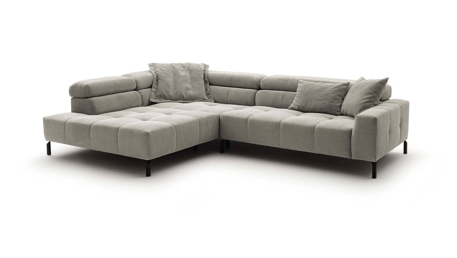 KAWOLA Sofa OHIO Ecksofa Feincord silber