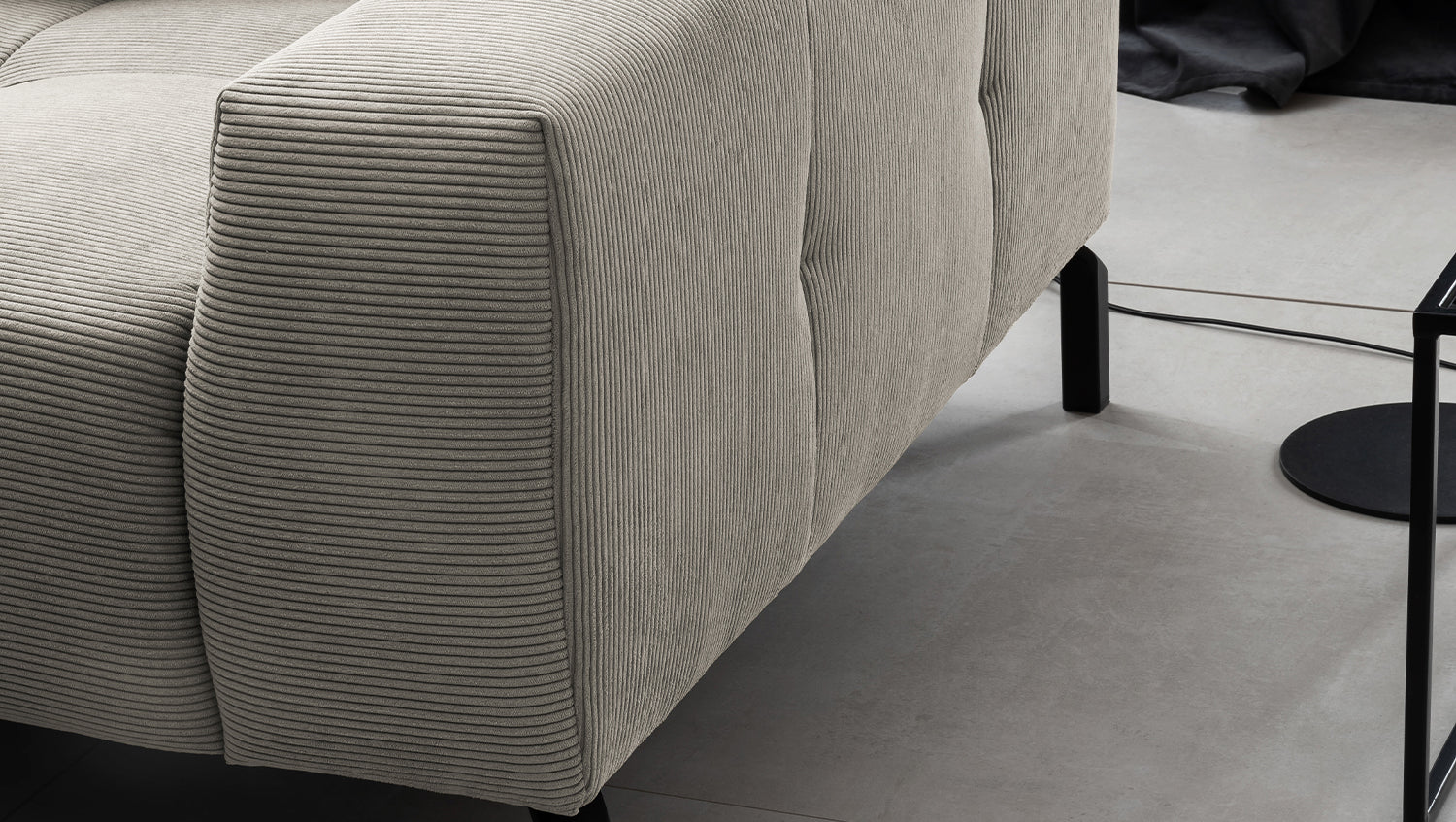 KAWOLA Sofa OHIO Ecksofa Feincord silber