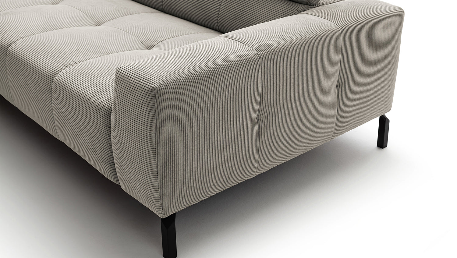KAWOLA Sofa OHIO Ecksofa Feincord silber