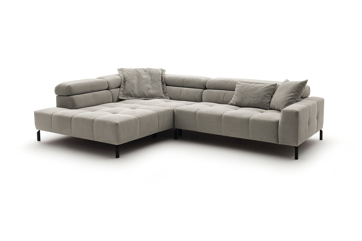 KAWOLA Sofa OHIO Ecksofa Feincord silber