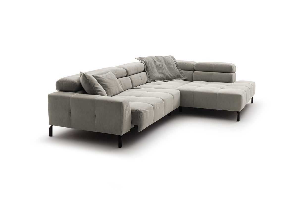 KAWOLA Sofa OHIO Ecksofa Feincord silber