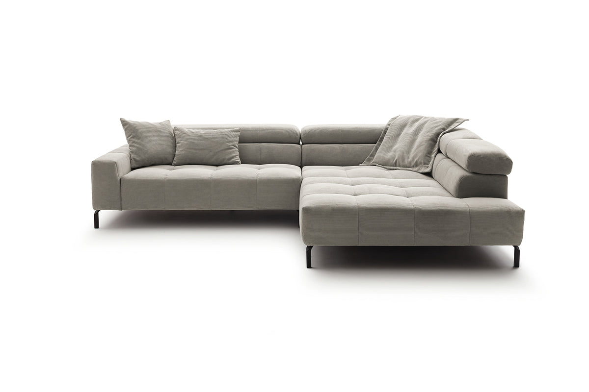 KAWOLA Sofa OHIO Ecksofa Feincord silber