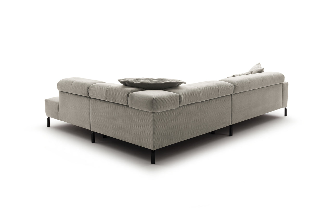 KAWOLA Sofa OHIO Ecksofa Feincord silber