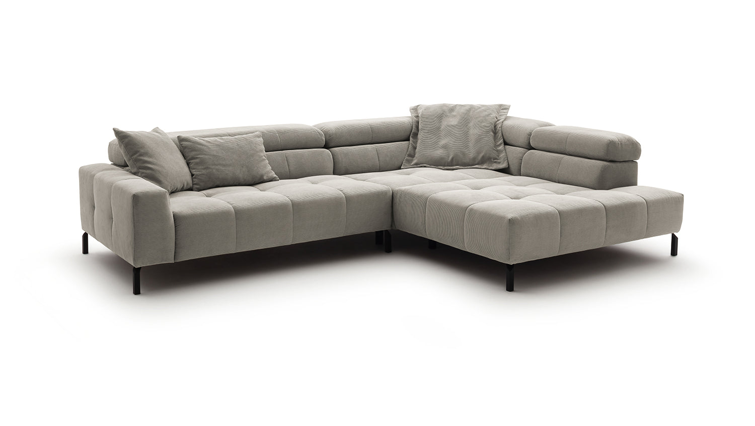 KAWOLA Sofa OHIO Ecksofa Feincord silber