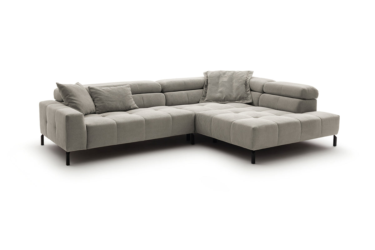 KAWOLA Sofa OHIO Ecksofa Feincord silber