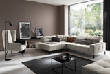 KAWOLA Sofa OHIO Ecksofa Feincord silber, Links, Relaxfunktion