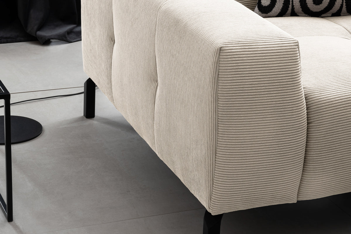 KAWOLA Sofa OHIO Ecksofa Feincord weiß