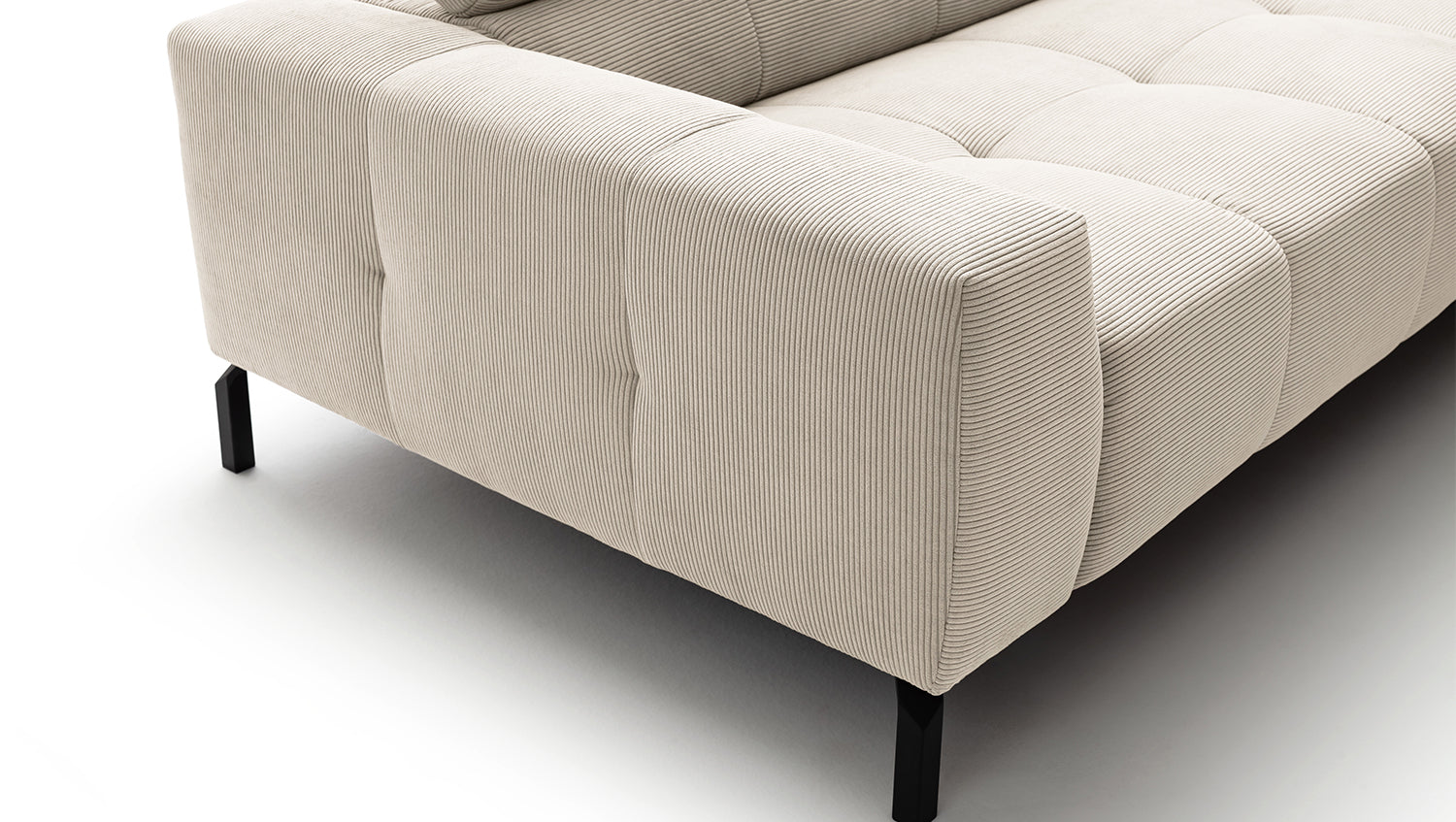 KAWOLA Sofa OHIO Ecksofa Feincord weiß