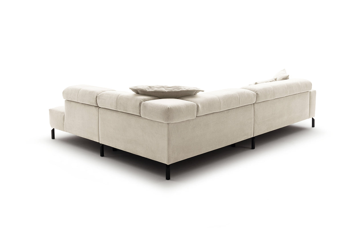 KAWOLA Sofa OHIO Ecksofa Feincord weiß