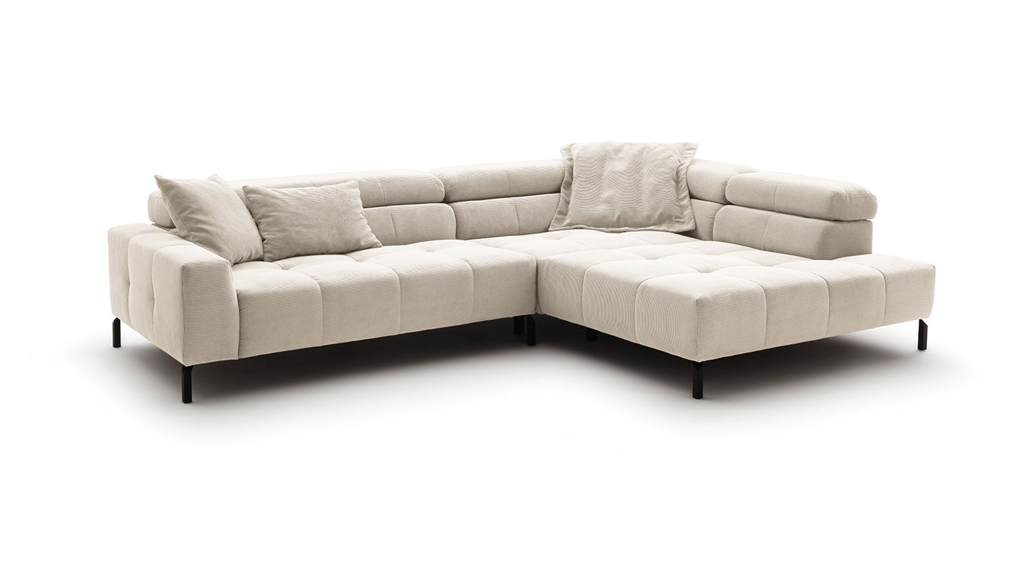 KAWOLA Sofa OHIO Ecksofa Feincord weiß