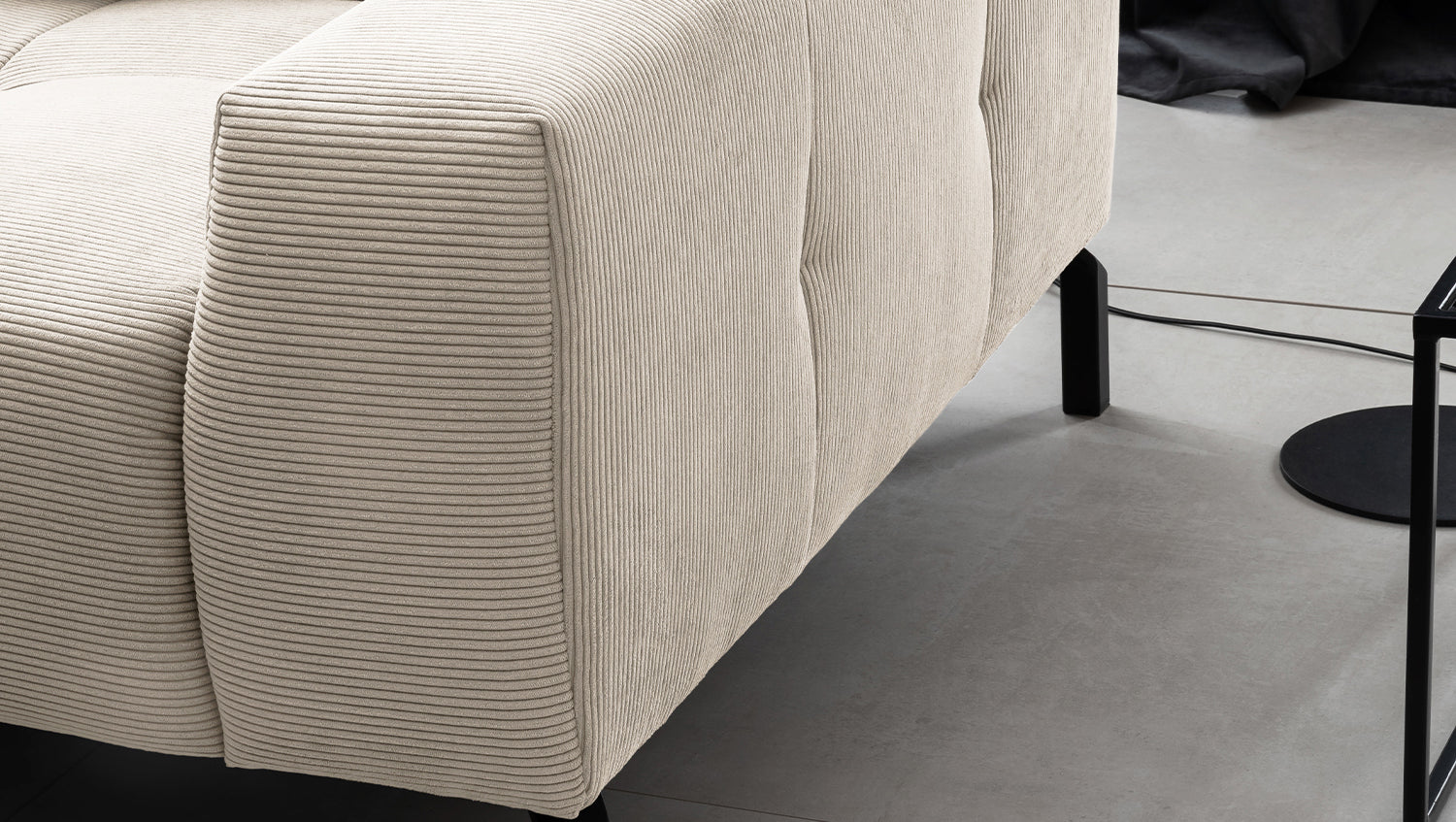 KAWOLA Sofa OHIO Ecksofa Feincord weiß