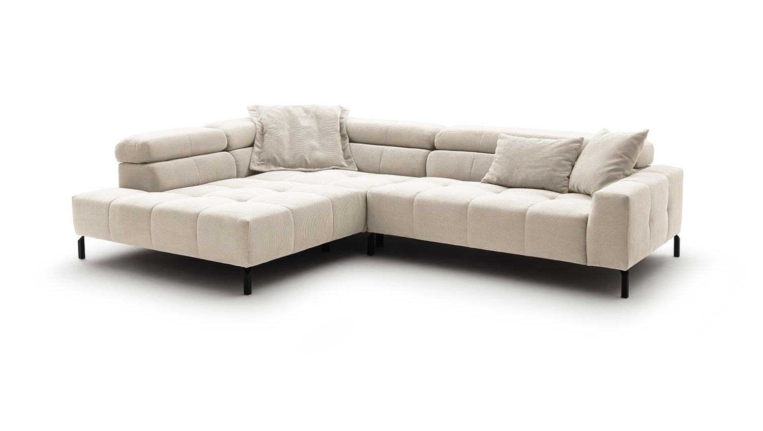 KAWOLA Sofa OHIO Ecksofa Feincord weiß