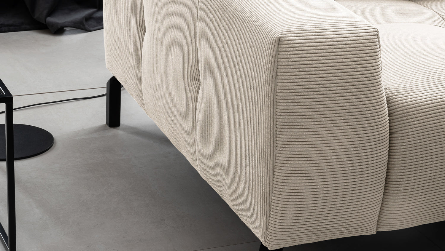 KAWOLA Sofa OHIO Ecksofa Feincord weiß