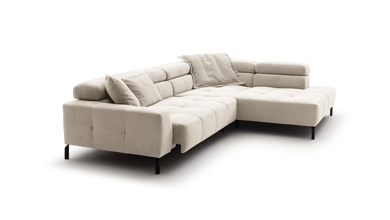 KAWOLA Sofa OHIO Ecksofa Feincord weiß