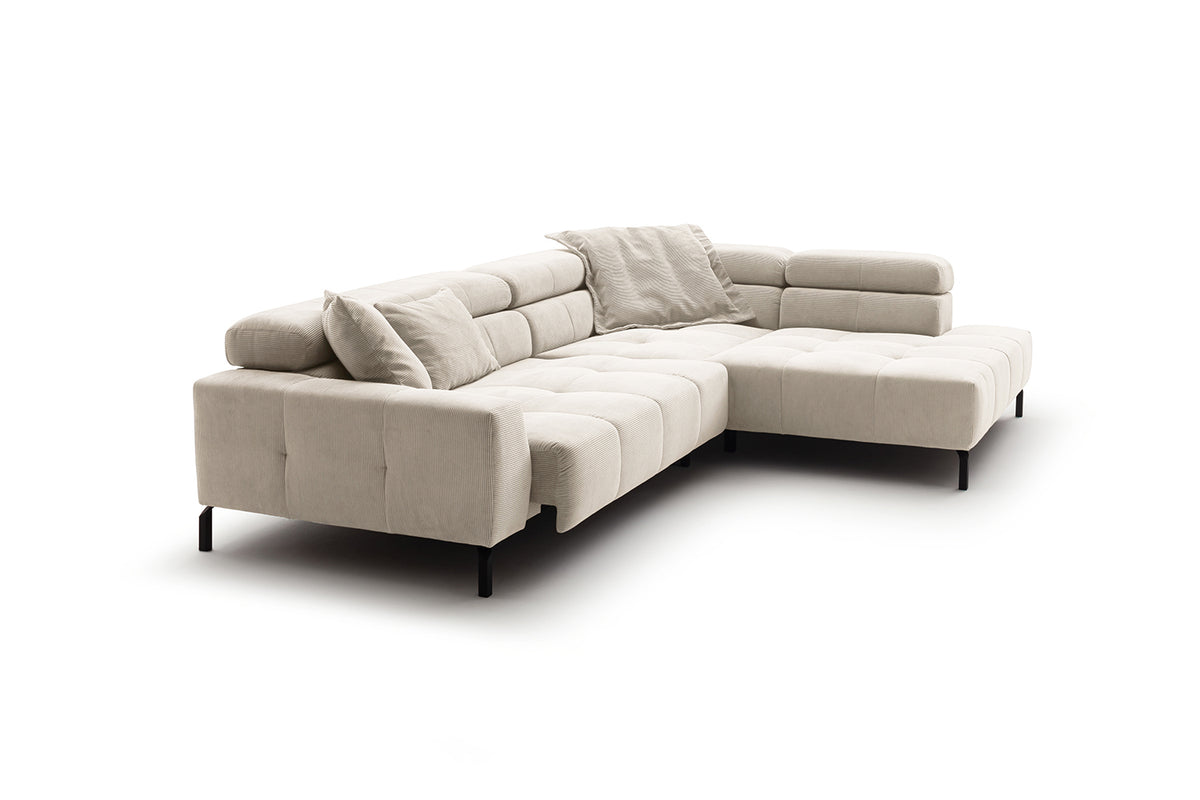 KAWOLA Sofa OHIO Ecksofa Feincord weiß