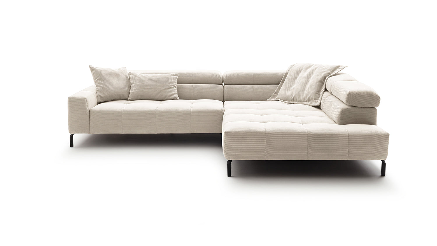 KAWOLA Sofa OHIO Ecksofa Feincord weiß