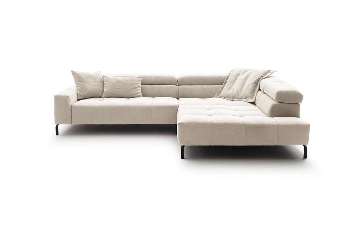 KAWOLA Sofa OHIO Ecksofa Feincord weiß