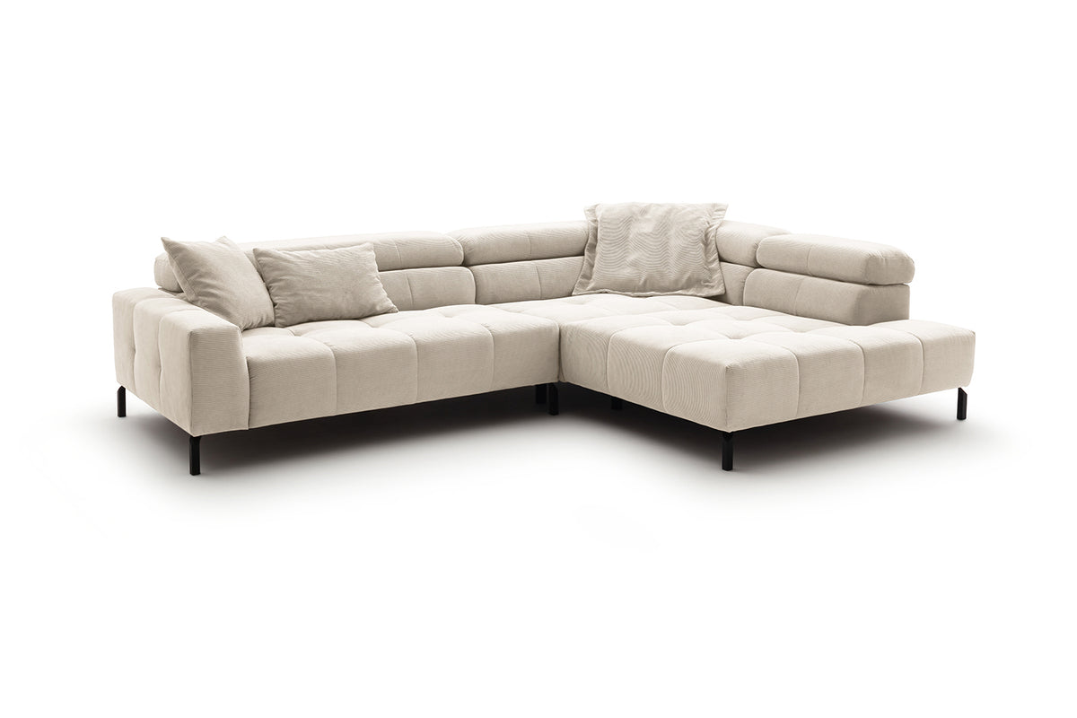 KAWOLA Sofa OHIO Ecksofa Feincord weiß