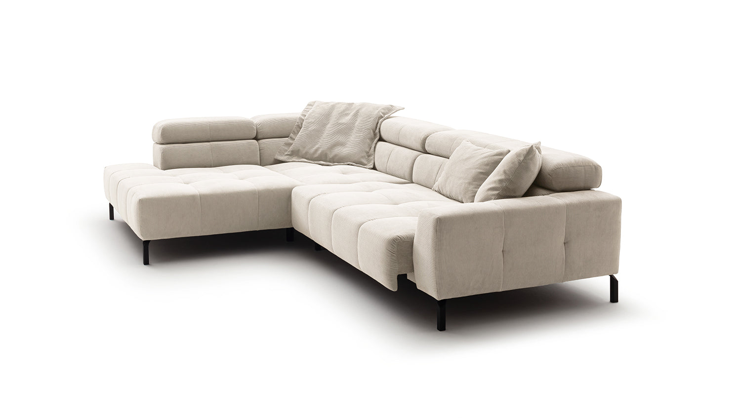 KAWOLA Sofa OHIO Ecksofa Feincord weiß