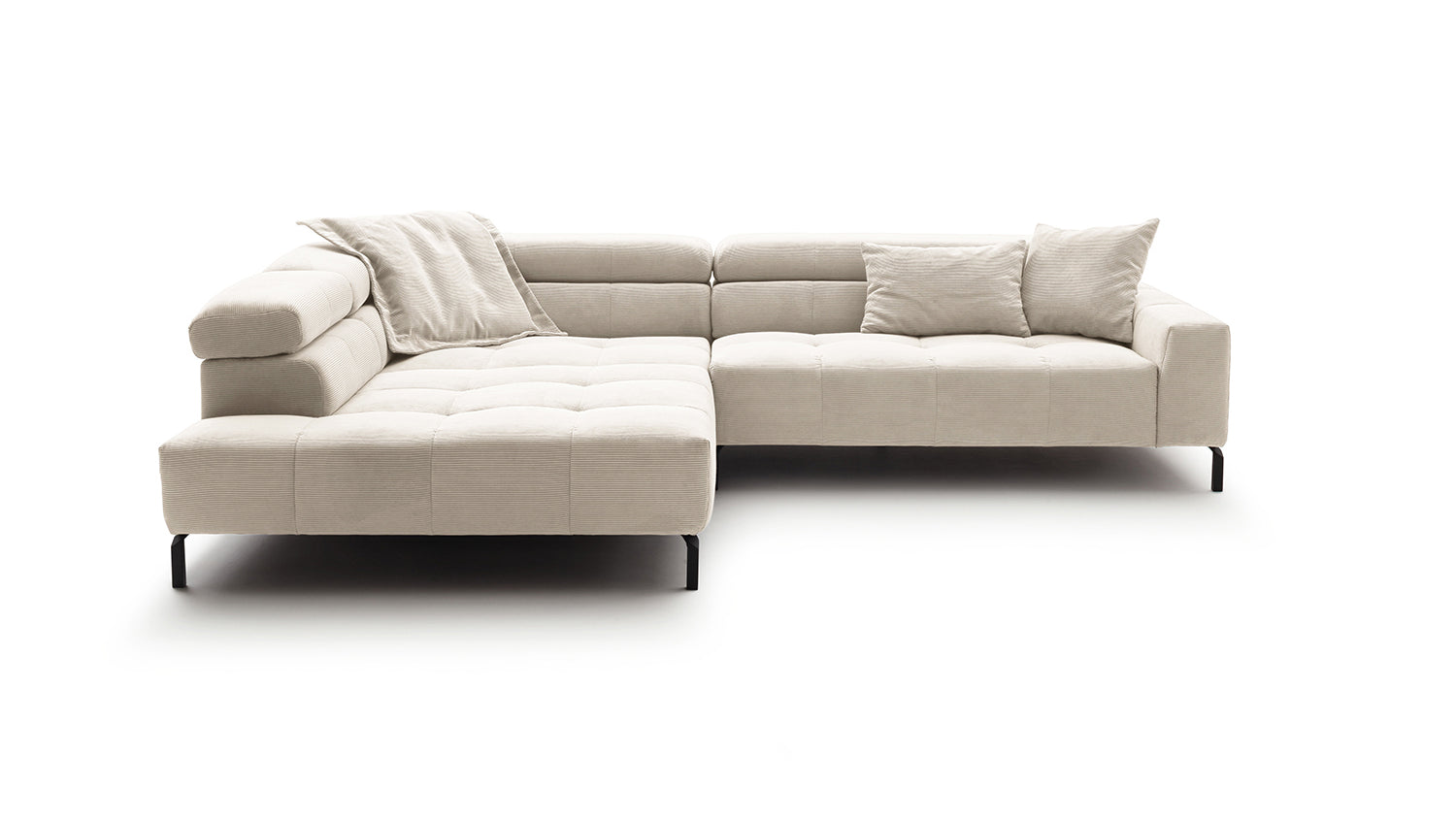 KAWOLA Sofa OHIO Ecksofa Feincord weiß