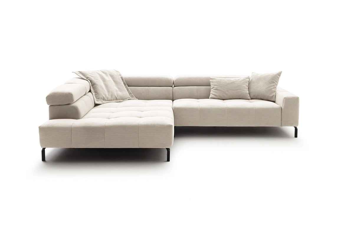 KAWOLA Sofa OHIO Ecksofa Feincord weiß
