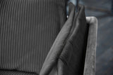 KAWOLA Sofa QUENYA Ecksofa Cord dunkelgrau / Velvet silber