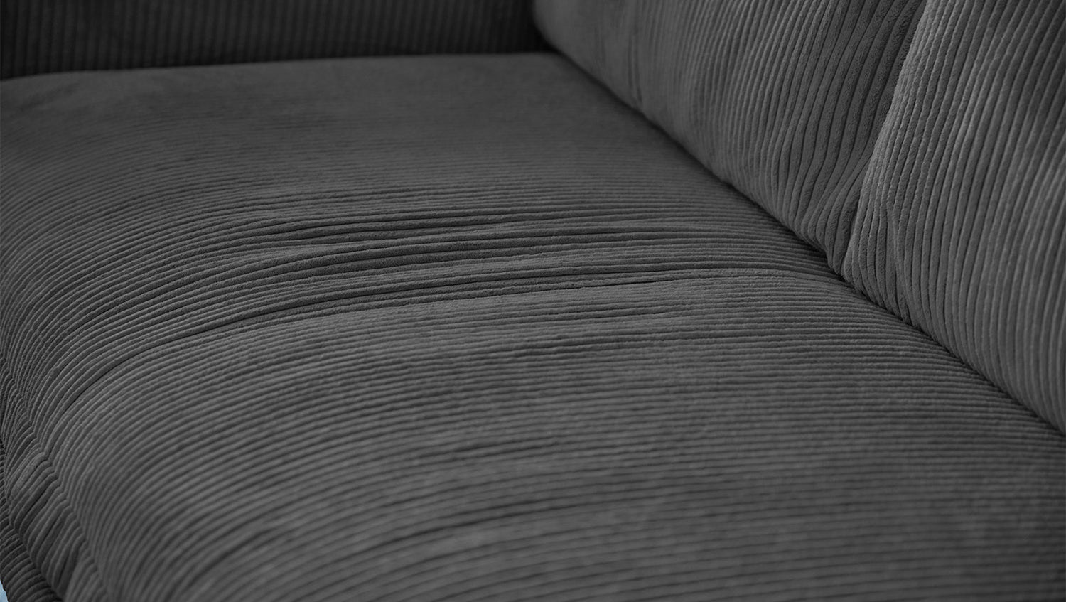 KAWOLA Sofa QUENYA Ecksofa Cord dunkelgrau / Velvet silber