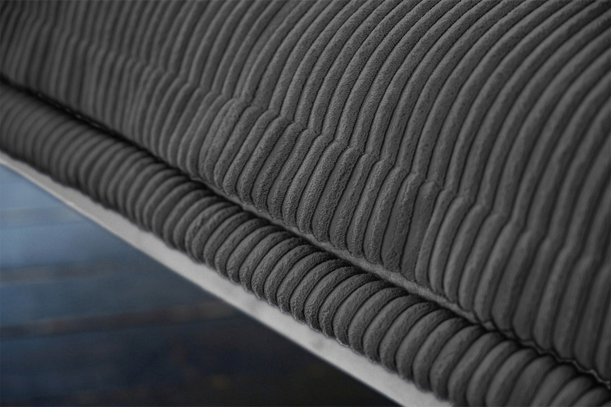 KAWOLA Sofa QUENYA Ecksofa Cord dunkelgrau / Velvet silber