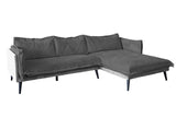 KAWOLA Sofa QUENYA Ecksofa Cord dunkelgrau / Velvet silber