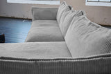KAWOLA Sofa QUENYA Ecksofa Cord hellgrau / Velvet anthrazit