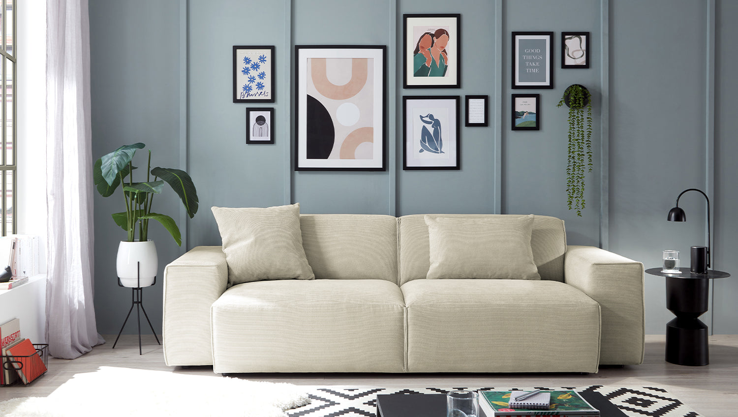 KAWOLA Sofa RANI 3-Sitzer Feincord beige