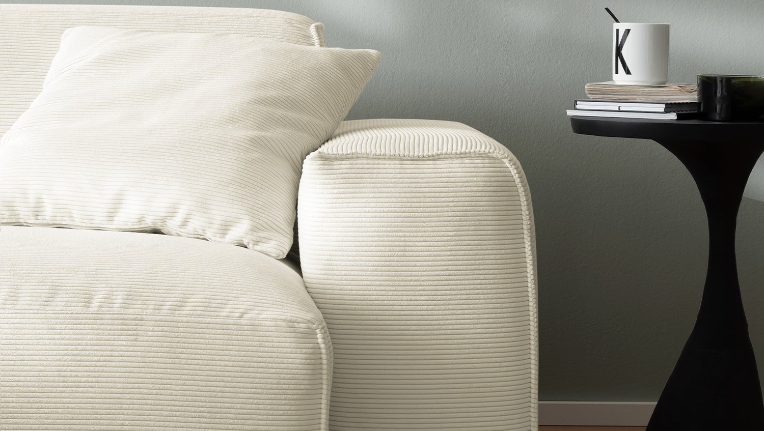 KAWOLA Sofa RANI 3-Sitzer Feincord beige