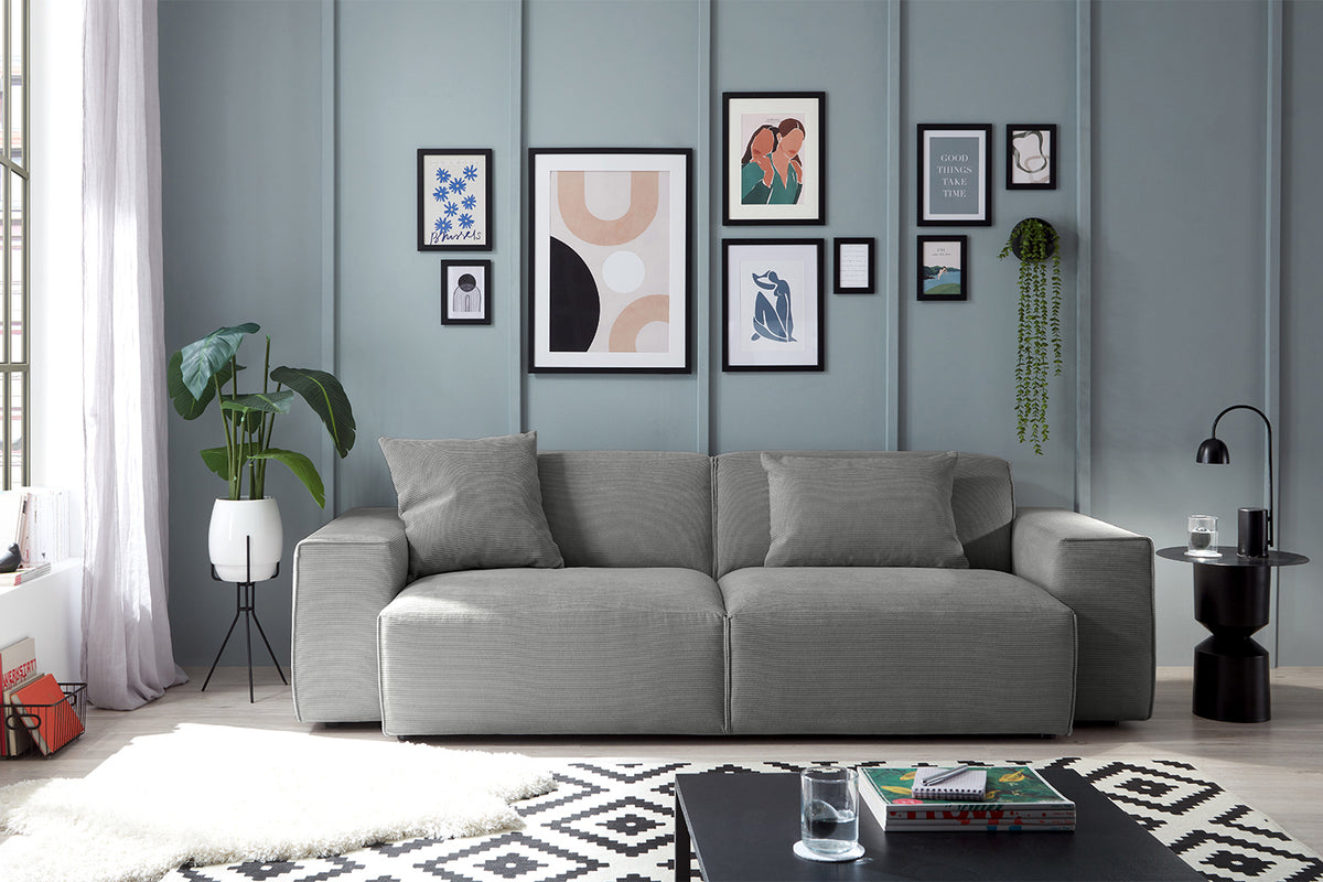 KAWOLA Sofa RANI 3-Sitzer Feincord grau