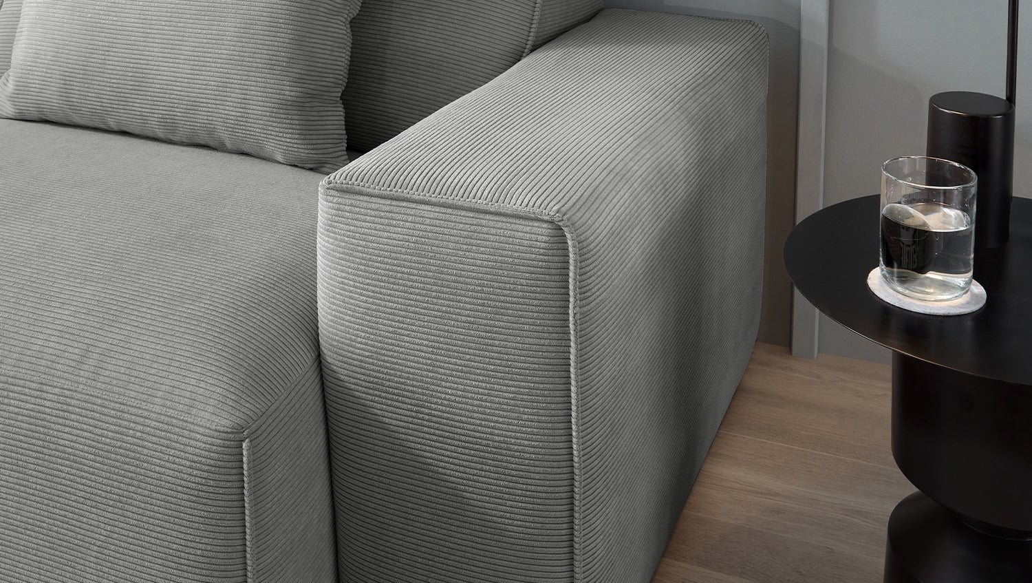 KAWOLA Sofa RANI 3-Sitzer Feincord grau